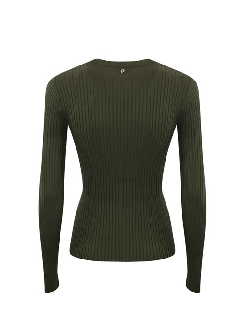 Maglia in viscosa verde militare con bottoni DONDUP | DT338 M00937D 002633